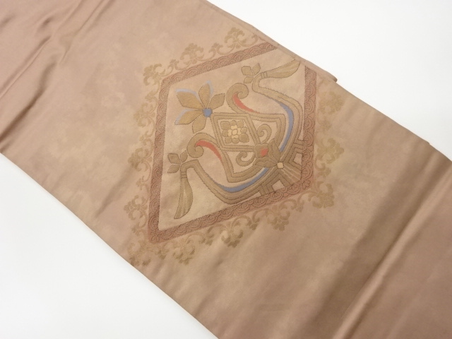 リサイクル　菱に抽象模様織出し名古屋帯